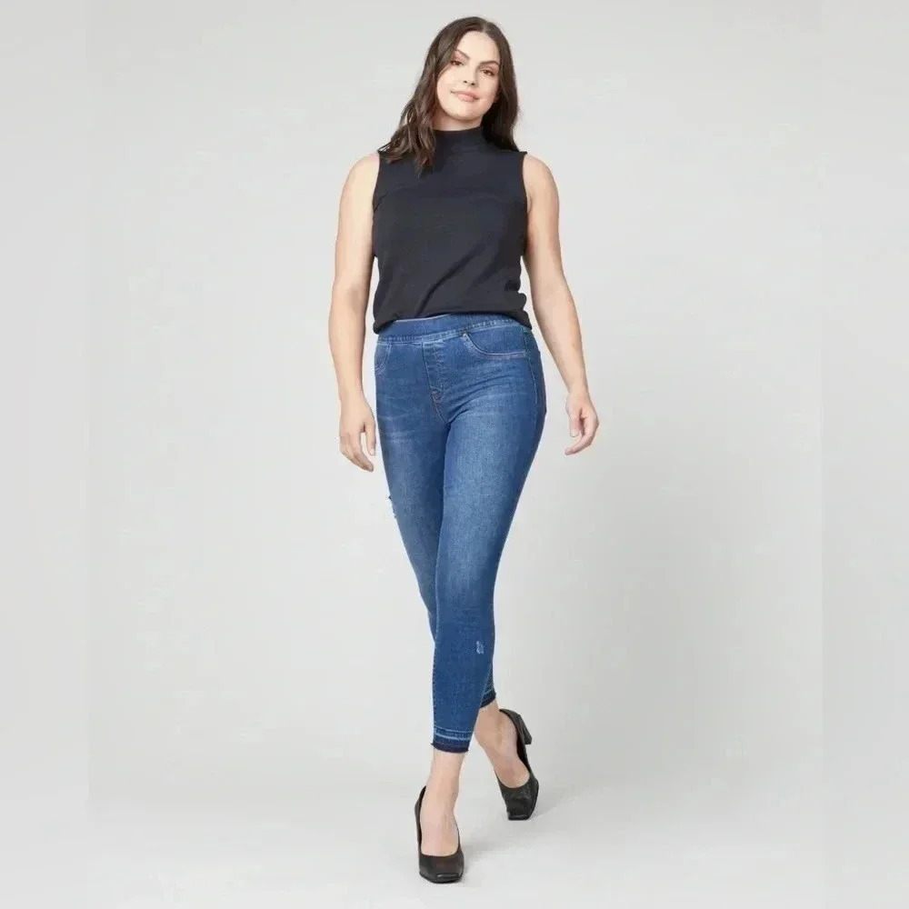 Spanx Distressed Denim Leggings Ankle Skinny Jeans Women Size M